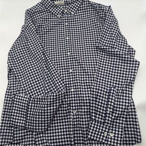 Men's Navy & White Gingham Button-Down Shirt by Banana Republic